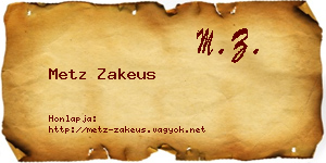 Metz Zakeus névjegykártya